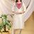 Cream-red color embroidered art silk kurti set 