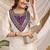 Cream-purple color embroidered art silk kurti set 