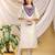 Cream-purple color embroidered art silk kurti set 