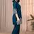 Teal blue color embroidered cotton slub cord set