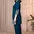 Teal blue color embroidered cotton slub cord set
