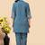 Aqua blue color embroidered cotton slub cord set