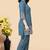 Aqua blue color embroidered cotton slub cord set