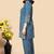 Aqua blue color embroidered cotton slub cord set