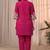 Rani pink color embroidered cotton slub cord set