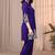Purple blue color embroidered cotton slub cord set
