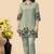 Pista green color embroidered cotton slub cord set