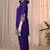 Purple blue color embroidered cotton slub cord set