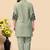 Pista green color embroidered cotton slub cord set
