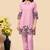 Light pink color embroidered cotton slub cord set