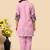 Light pink color embroidered cotton slub cord set
