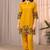 Mustard yellow color embroidered cotton slub cord set