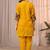 Mustard yellow color embroidered cotton slub cord set