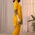 Mustard yellow color embroidered cotton slub cord set