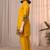 Mustard yellow color embroidered cotton slub cord set