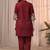Maroon color embroidered cotton slub cord set
