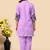 Levender color embroidered cotton slub cord set