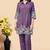 Light purple color embroidered cotton slub cord set