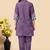 Light purple color embroidered cotton slub cord set