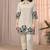 Cream color embroidered cotton slub cord set