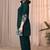 Dark green color embroidered cotton slub cord set