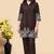 Brown color embroidered cotton slub cord set
