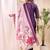Wine color embroidered art silk festival wear kurti set full stitched.