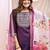 Wine color embroidered art silk festival wear kurti set full stitched.