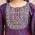 Wine color embroidered art silk festival wear kurti set full stitched.
