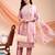 Peach color embroidered art silk festival wear kurti set 