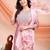 Peach color embroidered art silk festival wear kurti set 