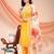 Mustard color embroidered art silk festival wear kurti set 