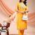 Mustard color embroidered art silk festival wear kurti set 