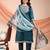 Green color embroidered art silk festival wear kurti set 
