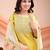 Lemon color embroidered art silk festival wear kurti set 