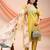 Lemon color embroidered art silk festival wear kurti set 