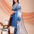 Blue color embroidered art silk festival wear kurti set 