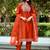 Orange color embroidered art silk party wear kurti set