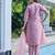 Peach color embroidered art silk party wear kurti set