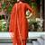 Orange color embroidered art silk party wear kurti set