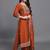Orange color embroidered art silk party wear kurti set