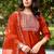 Orange color embroidered art silk party wear kurti set