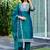 Green color embroidered art silk party wear kurti set