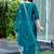 Green color embroidered art silk party wear kurti set