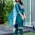 Green color embroidered art silk party wear kurti set
