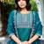 Green color embroidered art silk party wear kurti set