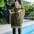 Mehendi color embroidered art silk party wear kurti set
