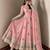 Baby pink designer fendy silk blend gown with sequin embroidered dupatta set