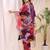 Wine color embroidered art silk party wear kurti set full stitched.