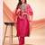 Rani pink color embroidered art silk party wear kurti set full stitched.
